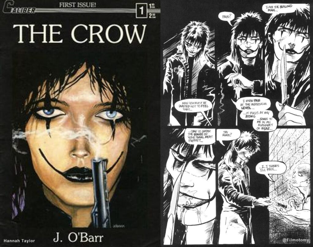 The Crow comic book front cover and comic pages Filmotomy