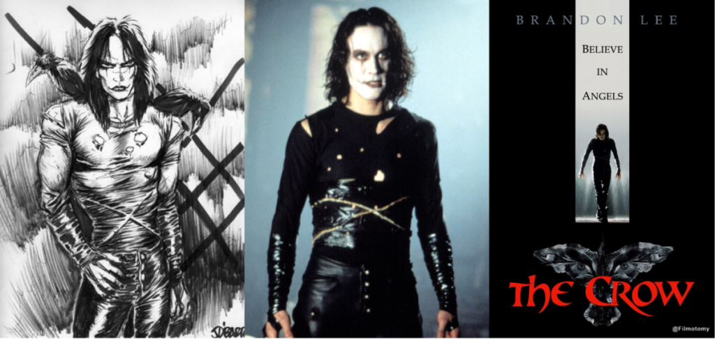 Eric Draven illustration, Brandon Lee and the Movie Poster Filmotomy