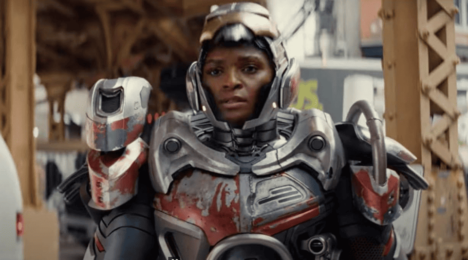 Dominique Thorne in the Ironheart suit in the TV show, Ironheart - Filmotomy