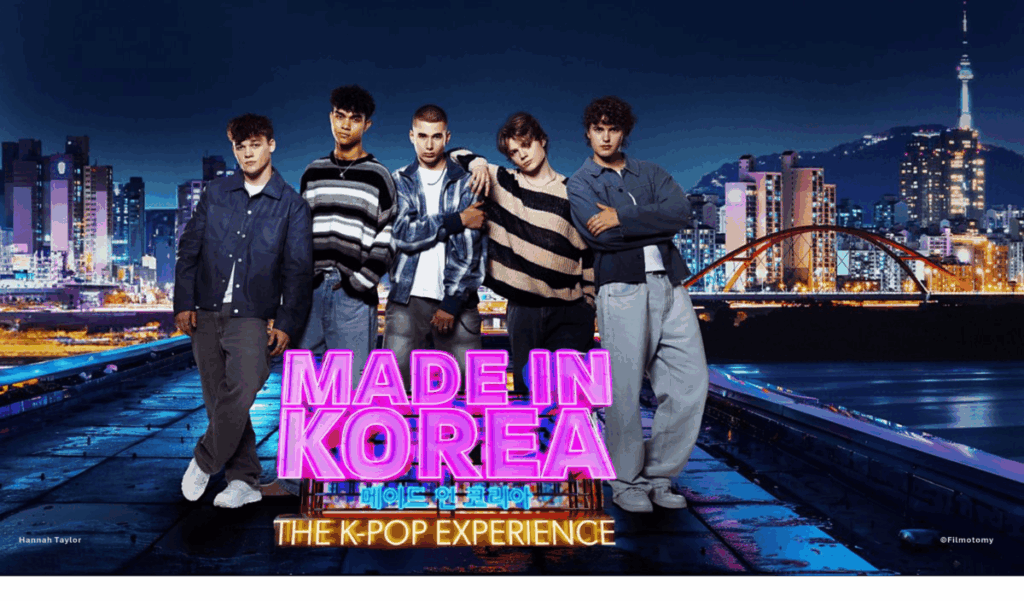 BBCs Made in Korea: The K-pop Experience Poster (L-R) Blaise, Dexter, Reese, James, & Olly - Filmotomy 