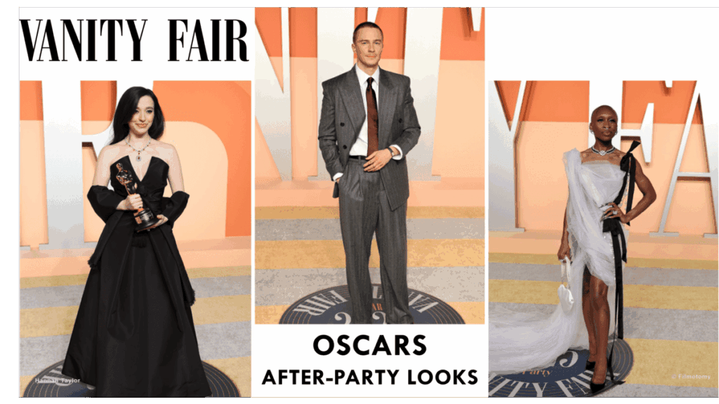 Oscars After-Party looks - Mikey Madison, Drew Starkey, and Cynthia Erivo at the Oscars Vanity Fair After-Party