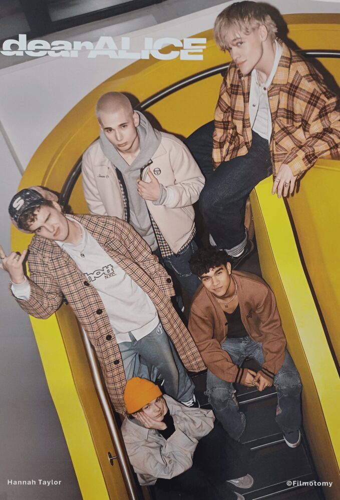 The Official dearALICE Poster for the Meet & Greet (T-B) Blaise, Reese, Olly, Dexter, & James
Image Courtesy of Hannah Taylor - Filmotomy