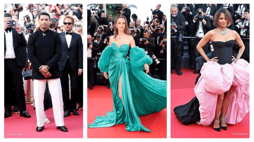 Greg Tarzan Davis, Alessandra Ambrosio, and Halle Berry on the red carpet at Cannes Film Festival 2025 - Filmotomy