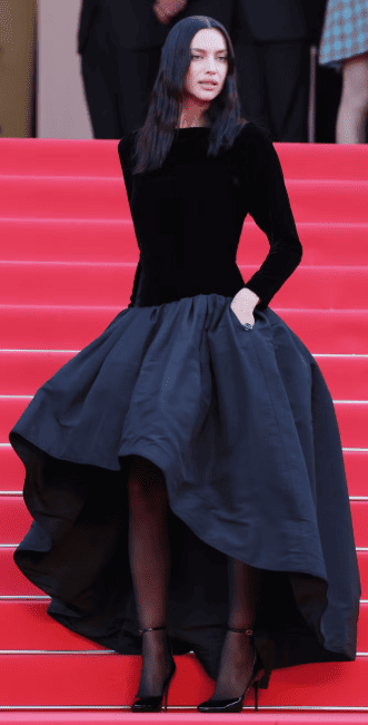 Irina Shayk wearing vintage Yves Saint Laurent at Cannes 2025 - Filmotomy