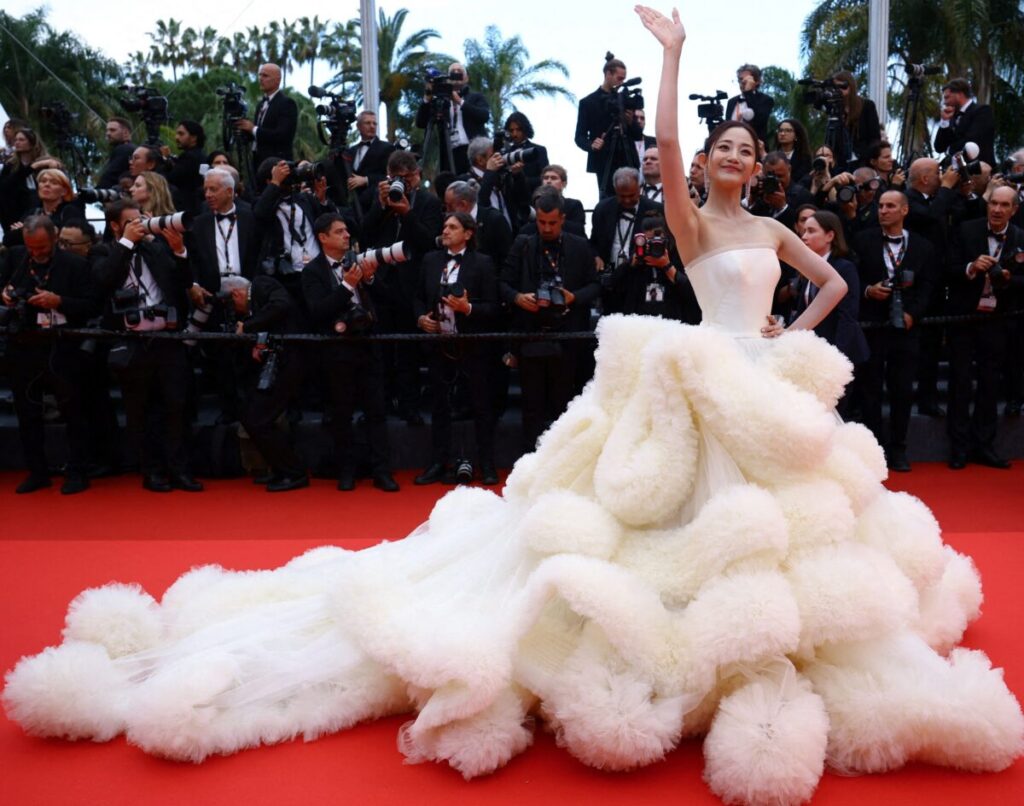 Wan QianHui wearing Wang Feng Couture at Cannes 2025 - Filmotomy