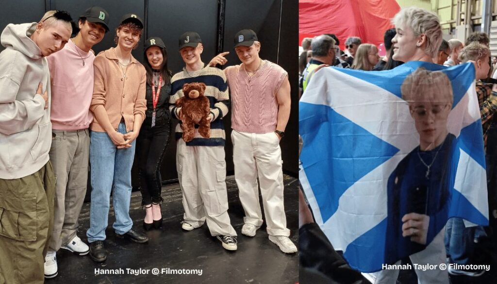 dearALICE - Reese, Dexter, Olly, Hannah, James & Blaise/ 
Blaise Poses with a Fanmade Flag - Filmotomy