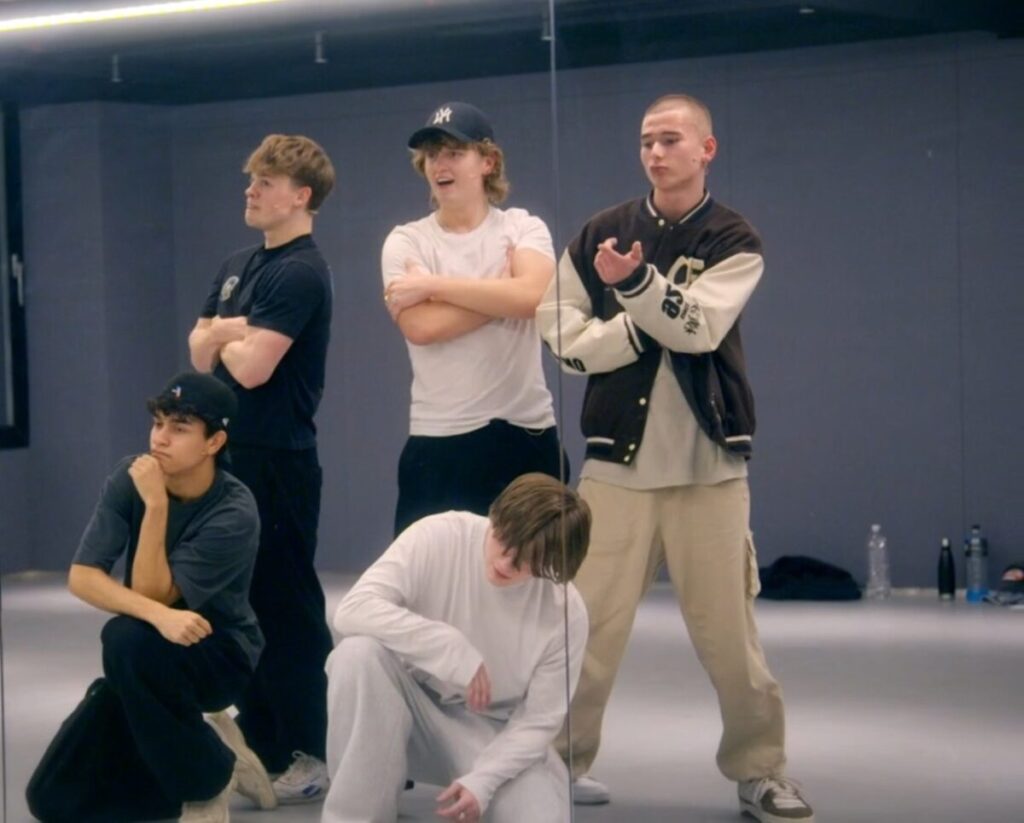 Made In Korea - Episode two. (L-R) Dexter, Blaise, Olly, James, and Reese/ Image Courtesy of BBC – Filmotomy