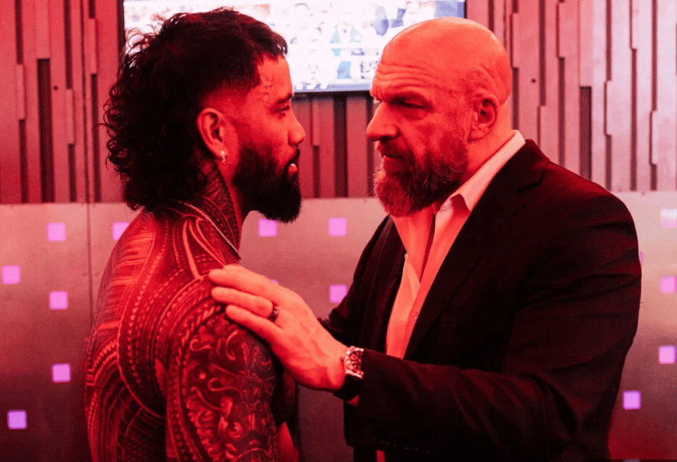 Jey Uso & Triple H backstage at the 2025 WWE Royal Rumble Match  - Filmotomy