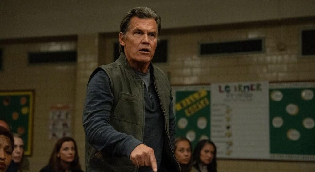 Josh Brolin stars as worried parent, Archer Graff in the conference for the missing school children - Filmotomy